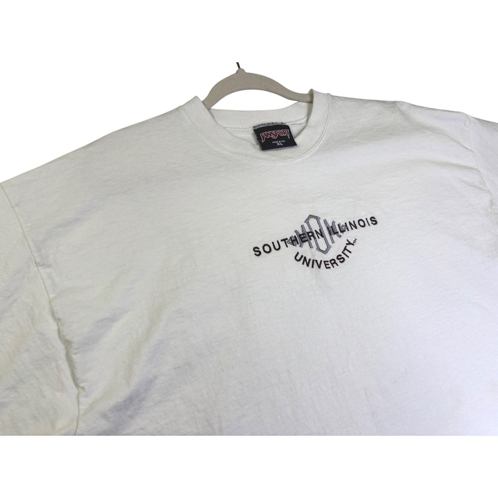 Vintage JanSport Southern Illinois University T-Shirt Mens XL White SIU USA Made